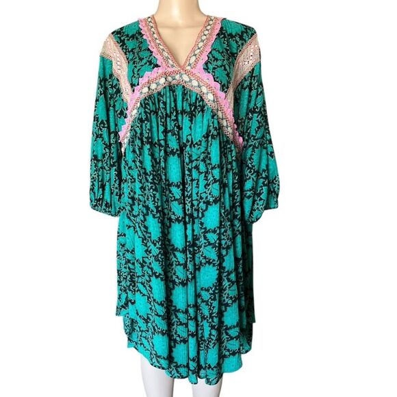 Free People Bohemian Green and Pink Dress - Picture 2 of 7